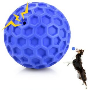 Indestructible Squeaky Dog Ball, Relieves Anxiety, Cleans Teeth, Interactive Chew Toy for Aggressive Chewers, Dog Toy for Large Breeds, Outdoor Waterproof