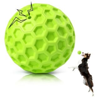 Indestructible Squeaky Dog Balls, Dog Toys for Aggressive Chewers Large Breed for Relieving Anxiety, Tough Dog Chew Toys Balls for Aggressive Chewers, Outdoor Squeaky Dog Toys...