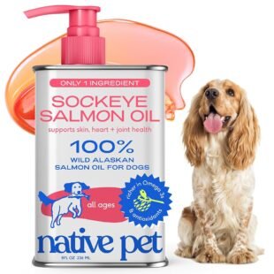 Native Pet Salmon Oil for Dogs & Cats – Pure Omega-3 Fish Oil for Dogs Supplement for Skin & Coat, Joint & Heart Health - Dog Anti-Inflammatory – 100% Wild-Caught Alaskan...