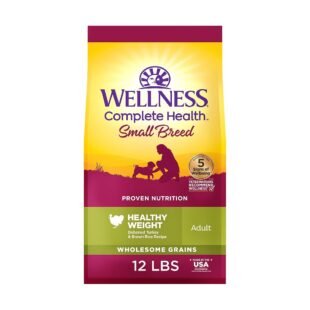 Wellness Complete Health Dry Dog Food, Small Breed, Wholesome Grains, Natural, Healthy Weight Turkey & Brown Rice Recipe, (12-Pound Bag)