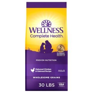 Wellness Complete Health Dry Dog Food, Wholesome Grains, Natural, Chicken & Oatmeal, (30-Pound Bag)